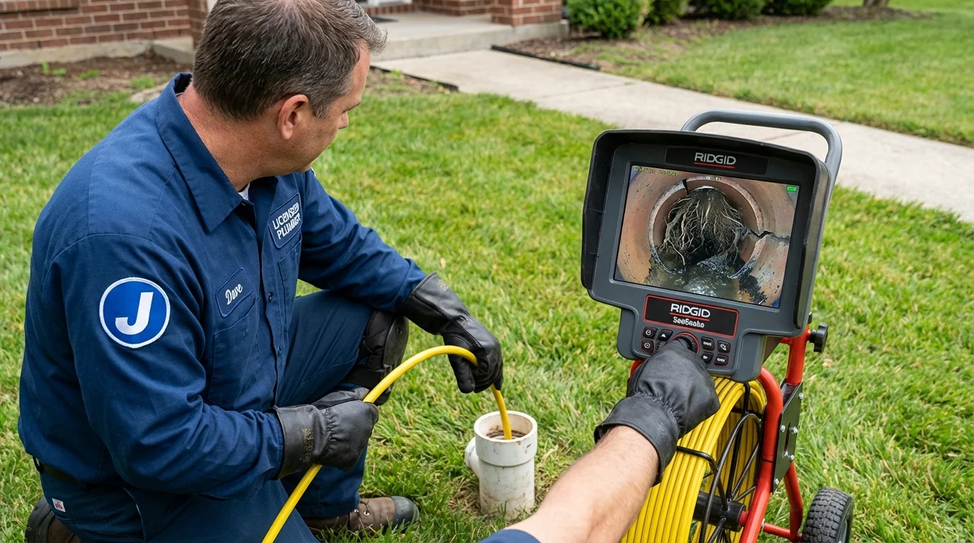 Sewer camera inspection being performed by Johns Plumbing LLC in Ironton